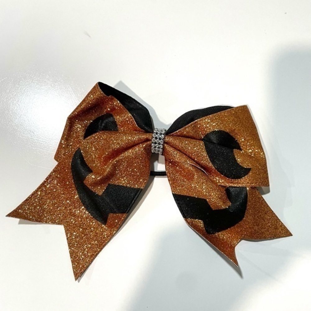 4/$15 “MIX & MATCH” HALLOWEEN Glitter pumpkin bow clip hair tie